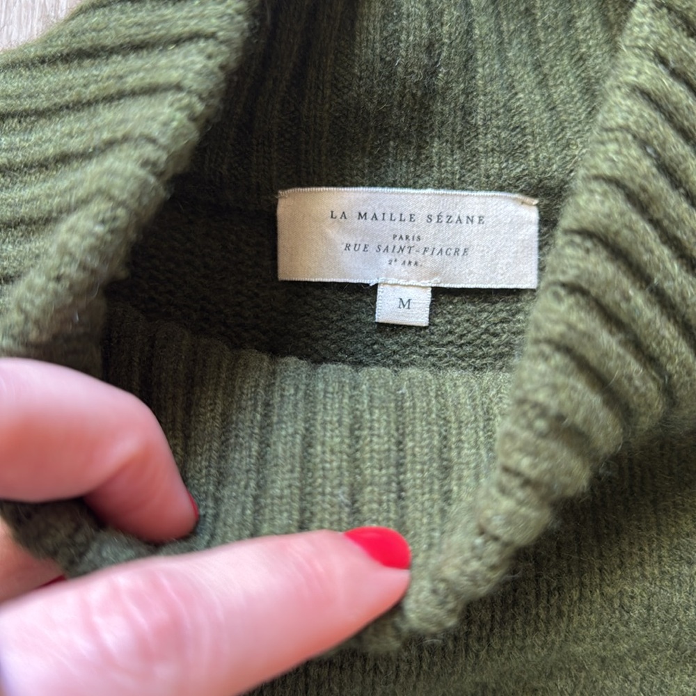 Sezane Dark Green Wool Dress - Picture 2 of 3